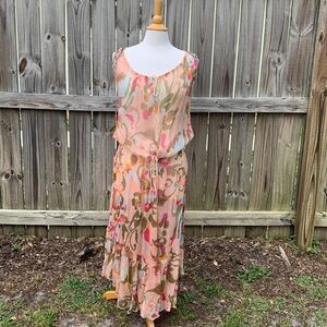Antik Batik sheer silk bathing suit cover up/maxi dress, size medium